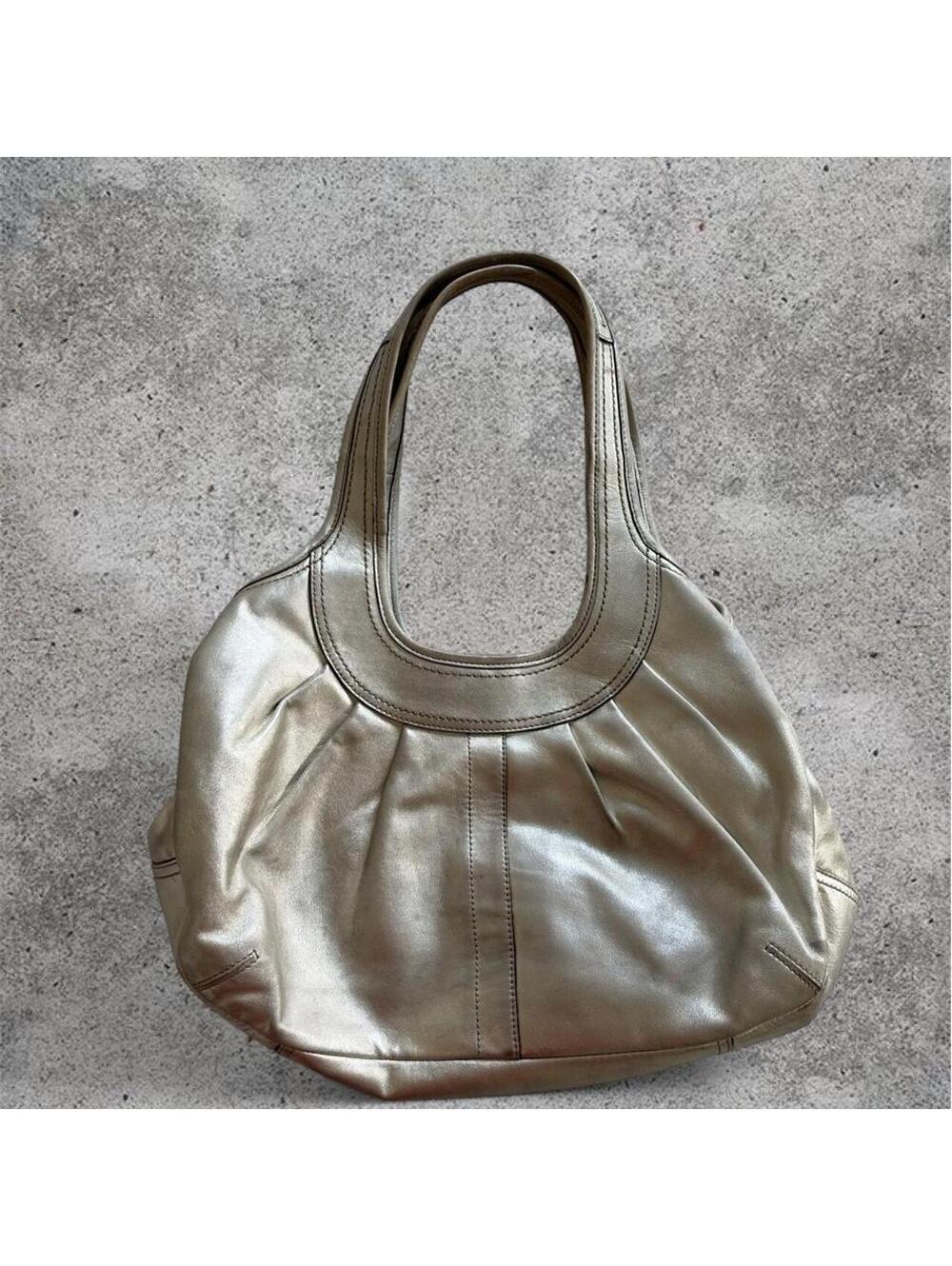 Coach vintage ergo kiss lock metallic silver shoulder bag